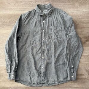 Academy Brand The Hampton 100% Linen Shirt Gray Mens Size Medium
